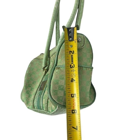 Vintage 80’s Liz Claiborne Small Green Purse Shoulder Handbag Monogram Print - Picture 15 of 15